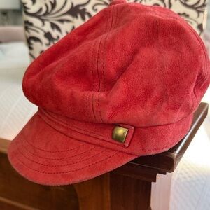 Banana Republic Red/ Orange Leather Cap
